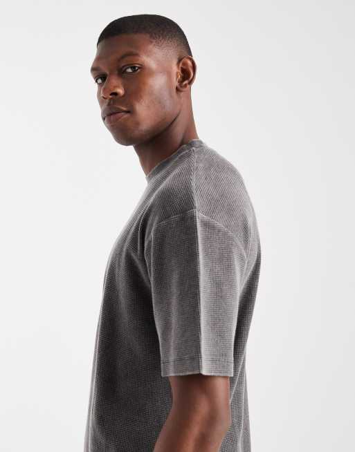 Camiseta negro lavado holgada de tejido gofrado de ASOS DESIGN , 4 de 5