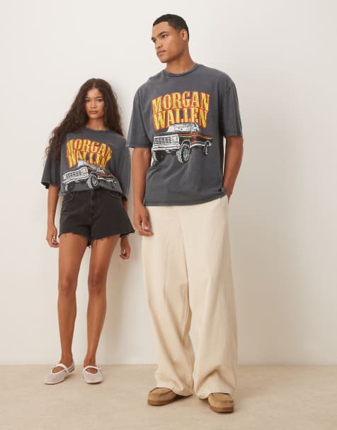 Camiseta negro lavado unisex extragrande con estampados "Morgan Wallen" de ASOS DESIGN - view 1