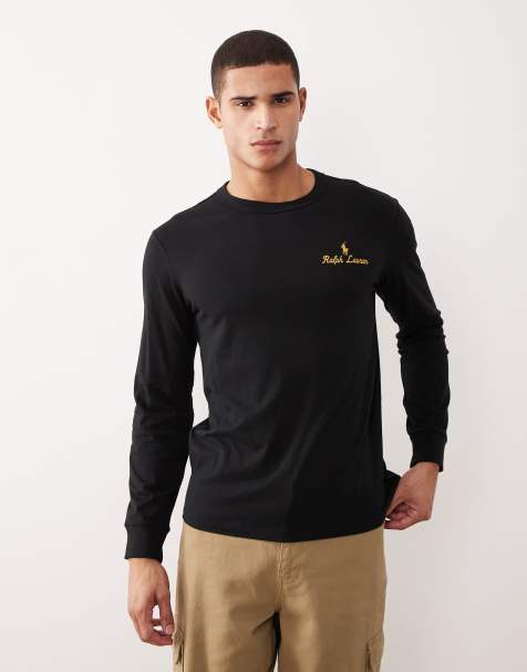 Camiseta negro polo de manga larga con logo de texto de Polo Ralph Lauren - view 1
