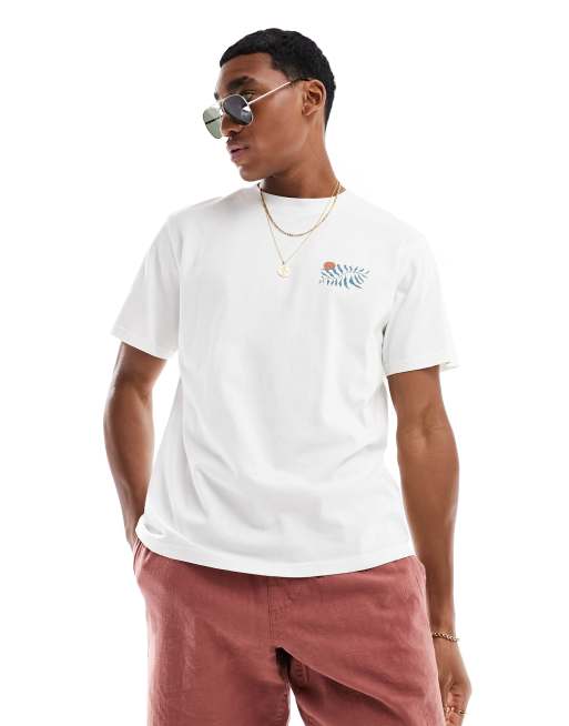 Camiseta playera blanca con estampado de helecho vintage de Rhythm ASOS