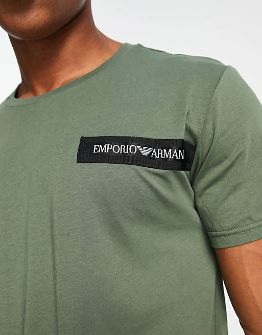 Camiseta playera caqui con el lateral de Armani | ASOS