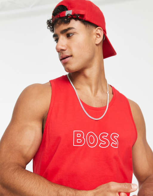 Camiseta playera roja sin mangas de BOSS Bodywear 