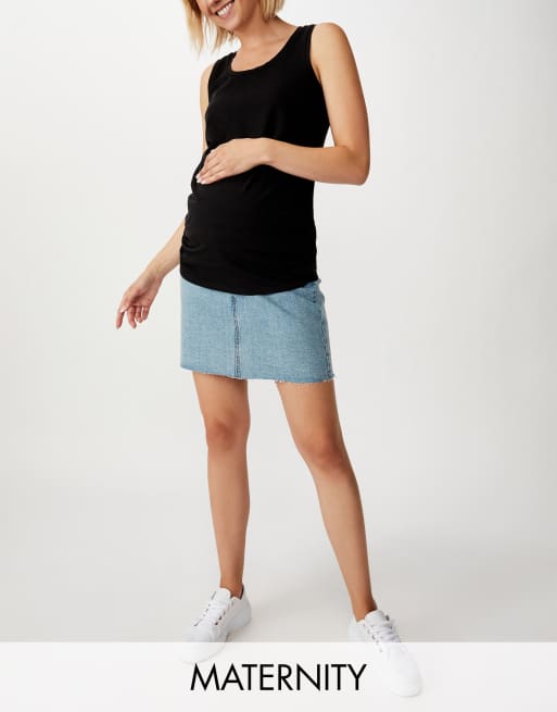 Camiseta premamá negra de tirantes con lateral fruncido de Cotton:On Maternity