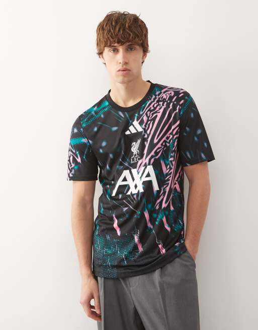 Camiseta prepartido negra y rosa con diseño del Liverpool 2026 de adidas Football