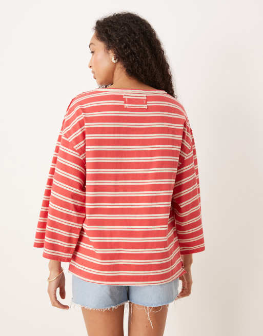 Camiseta roja a rayas holgada C'est la vie de Free People, 4 de 4