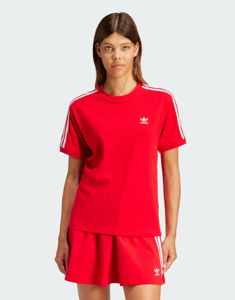 Camiseta roja con detalle de 3 rayas de adidas Originals - view 1