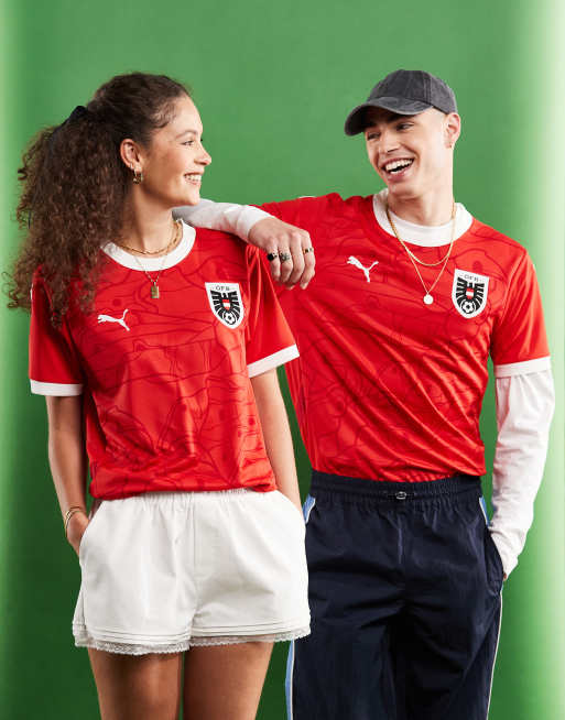 Camiseta roja con diseño de la primera equipación de Austria para la Eurocopa 2024 de PUMA Football