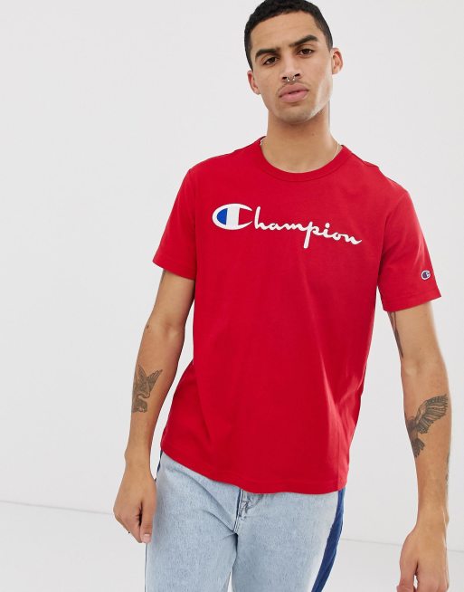 Camiseta roja con logo grande de Champion ASOS