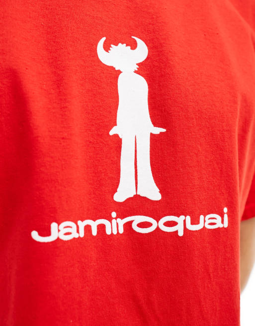 Camiseta roja extragrande con estampado de Jamiroquai de Basic