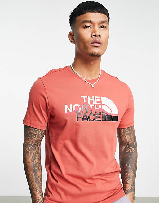 Hombre Tops | Camiseta roja Mountain Line de The North Face - XG40946