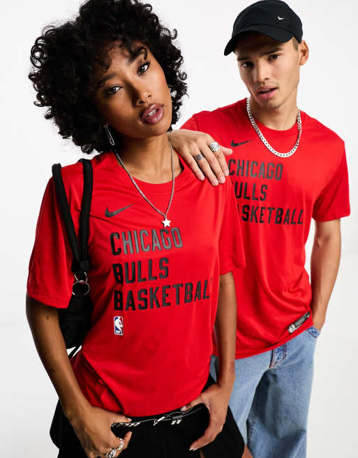 Camiseta roja unisex con estampado gráfico llamativo de los Chicago Bulls de la NBA de Nike Basketball