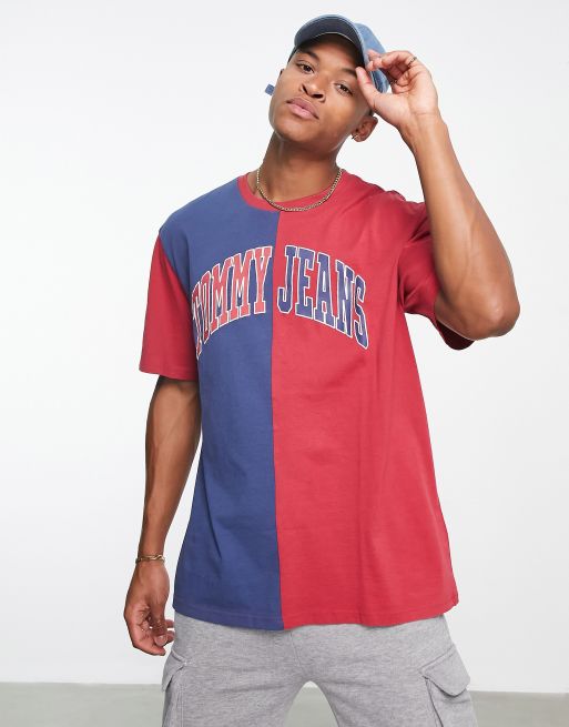 Camiseta roja y azul extragrande de algodón exclusiva de la colección cápsula Collegiate de Tommy Jeans , 3 de 4