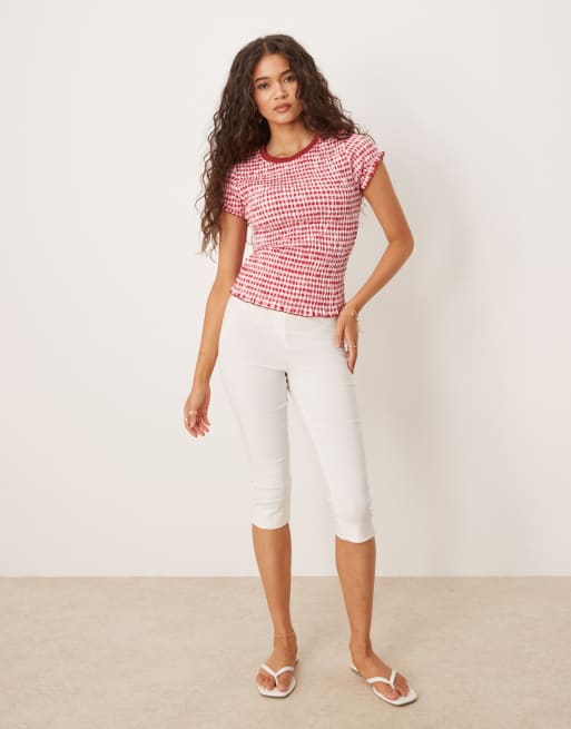 Camiseta rojo a cuadros vichy con diseño fruncido de ASOS DESIGN, 2 de 4