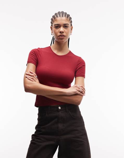 Camiseta rojo cereza de corte slim de Weekday - view 1