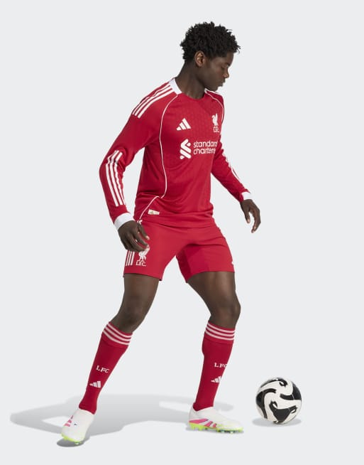 Camiseta rojo fresa de manga larga con diseño de la primera equipación del Liverpool FC 25/26 Authentic de adidas Performance