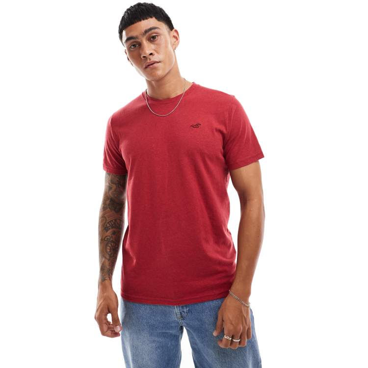 Camiseta rojo jaspeado con logo Icon de Hollister RcjShops
