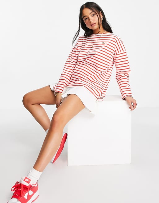 Camiseta rojo multicolor a rayas de manga larga de Lacoste
