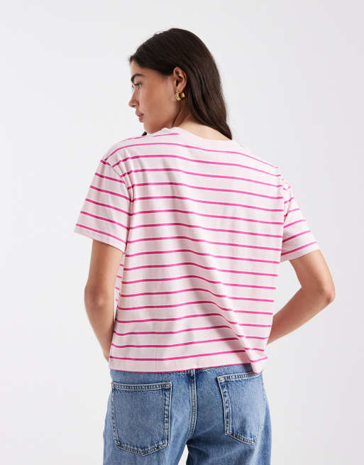 Camiseta rosa a rayas de corte cuadrado de New Look, 2 de 4