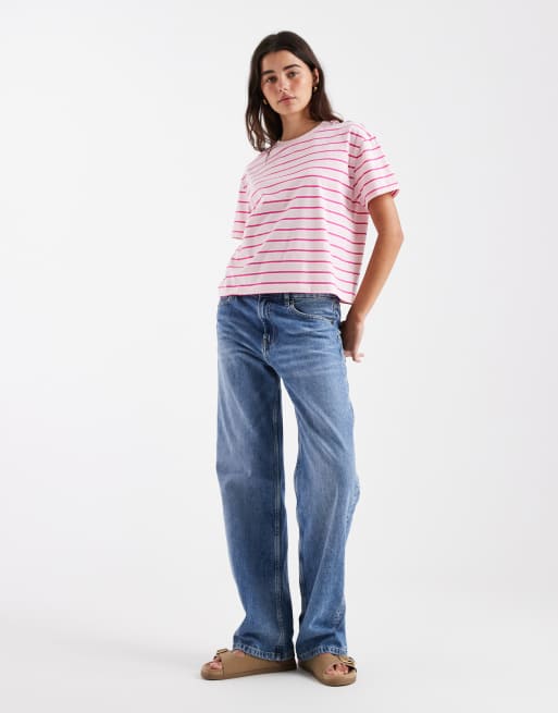 Camiseta rosa a rayas de corte cuadrado de New Look, 4 de 4