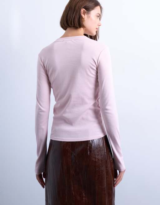 Camiseta rosa claro básica de manga larga de Topshop, 4 de 4