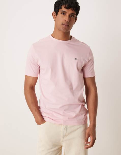 Camiseta rosa claro con logo de escudo de GANT - view 1