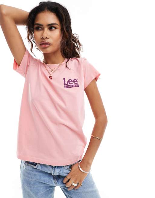 Camiseta rosa claro con logo de Lee Jeans