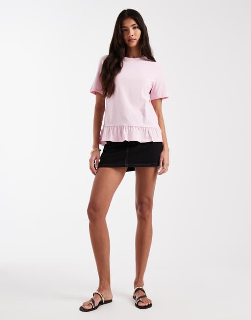 Camiseta rosa claro con ribete de volante de Pieces, 4 de 4