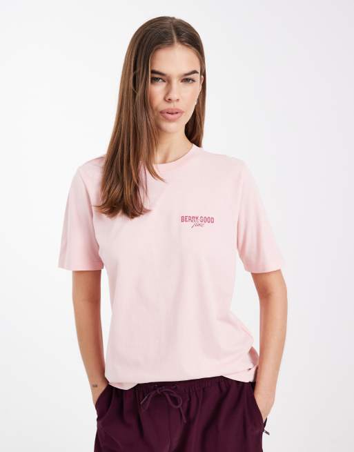 Camiseta rosa claro de corte cuadrado con estampado de fresas en la espalda de ONLY, 2 de 4