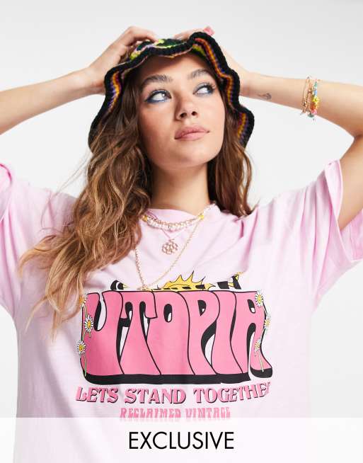 Camiseta rosa claro extragrande con estampado gráfico 