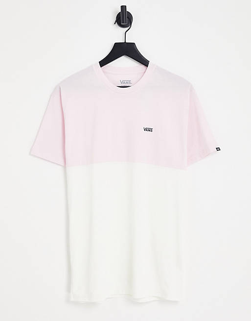 Hombre Tops | Camiseta rosa claro y blanca con diseño color block de Vans - LP29656