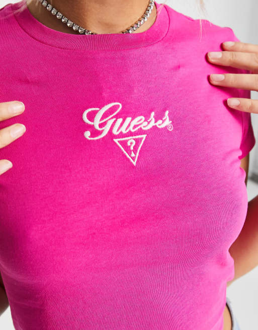 Camiseta rosa manga corta logo GUESS-UNAS1 Guess con descuento-camisetas  rosa mujer 2021- Madrid