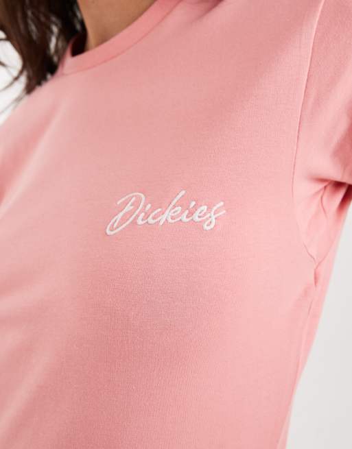 Camiseta rosa con diseño encogido y mangas de casquillo de Dickies, 3 de 4