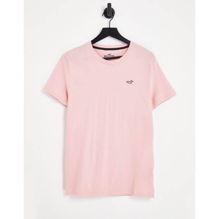 Camiseta rosa con logo de Hollister WillardmarineShops