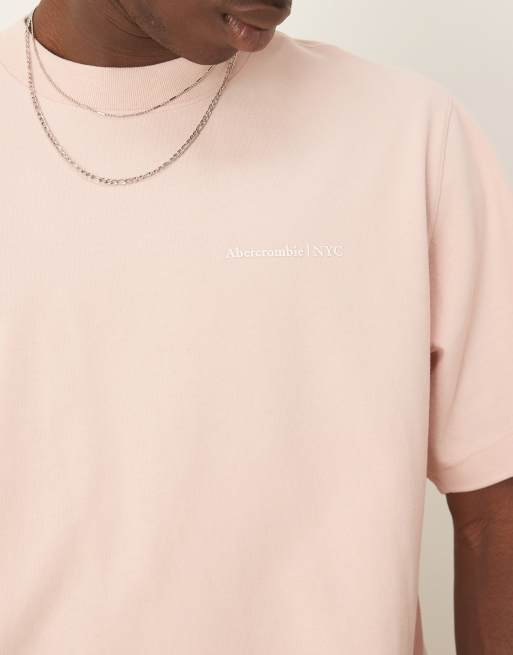 Abercrombie & Fitch premium logo T-shirt in pink