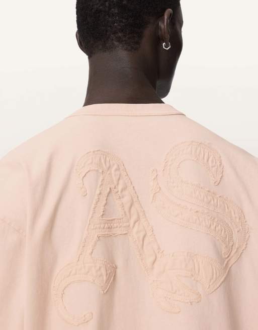 Camiseta rosa cristal de manga corta con cuello redondo Insignia de AllSaints, 3 de 7
