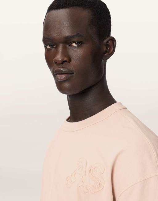 Camiseta rosa cristal de manga corta con cuello redondo Insignia de AllSaints, 4 de 7