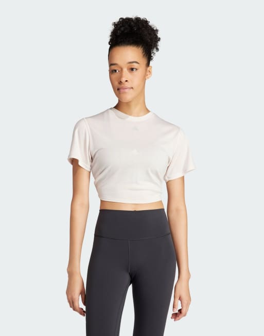 Camiseta rosa cruzada Yoga Studio de adidas Performance
