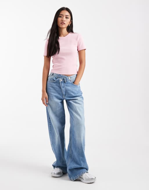 Camiseta rosa de canalé de ONLY, 2 de 4