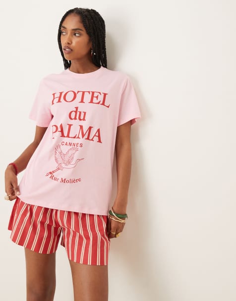 Camiseta rosa de corte estándar con gráfico "Palma" de ASOS DESIGN - view 1