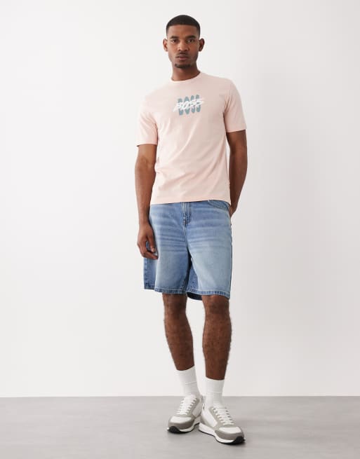 Camiseta rosa de manga corta y corte estándar con estampado gráfico de HUGO Boss, 2 de 5