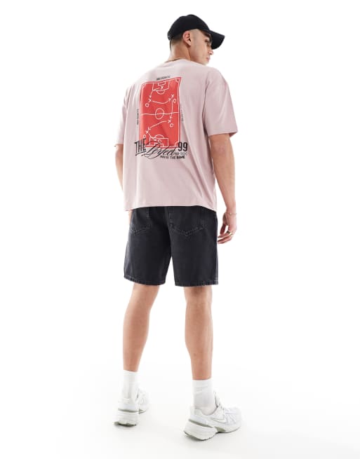 Camiseta rosa empolvado extragrande con estampado gráfico de cancha de baloncesto de ASOS DESIGN, 4 de 4