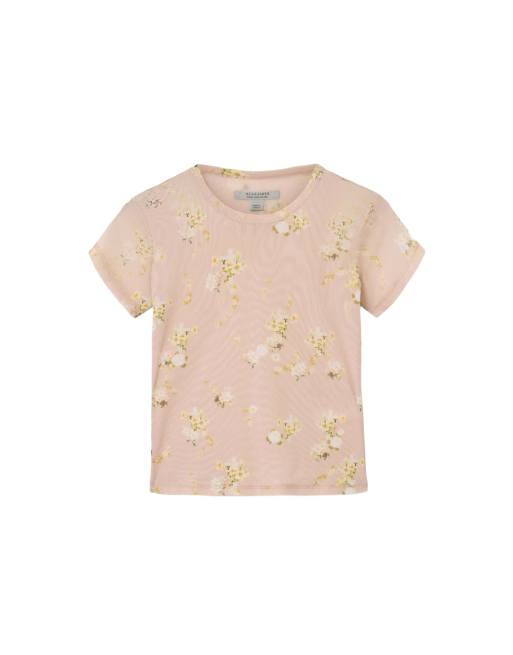 Camiseta rosa empolvado intenso de malla Ellie de AllSaints, 2 de 6