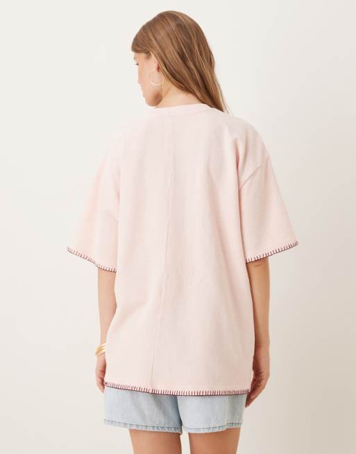 Camiseta rosa extragrande con bordado de sol de ASOS DESIGN, 2 de 4