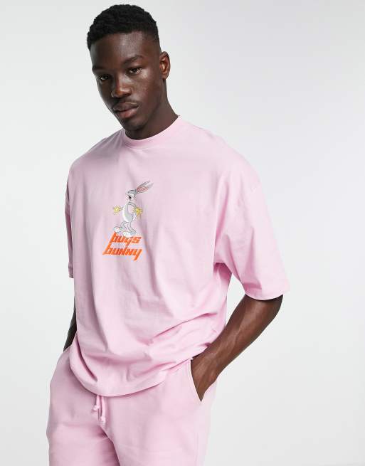 Camiseta rosa extragrande con estampado de Bugs Bunny de DESIGN |