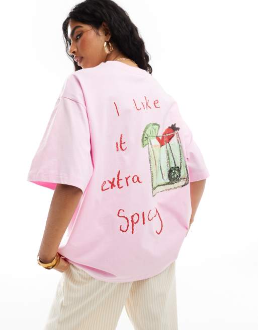 Camiseta rosa extragrande con estampado de cóctel margarita de ASOS DESIGN