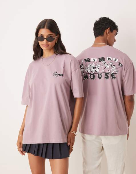 Camiseta rosa extragrande con estampado de Mickey Mouse de Disney de ASOS DESIGN - view 1