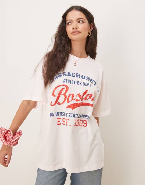 Camiseta rosa extragrande con estampado gráfico "Boston" de ASOS DESIGN - view 1