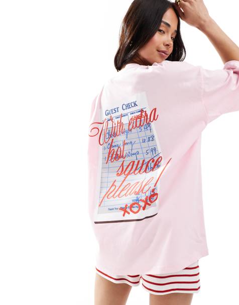 Camiseta rosa extragrande con estampado gráfico de salsa picante de ASOS DESIGN - view 1
