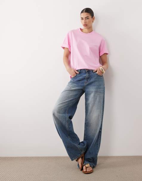 Camiseta rosa extragrande con mangas remangadas de ASOS DESIGN - view 1