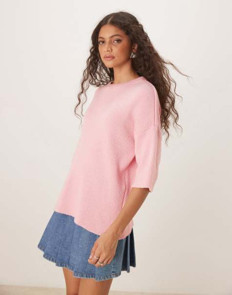 Camiseta rosa extragrande de punto grueso de ASOS DESIGN - view 1